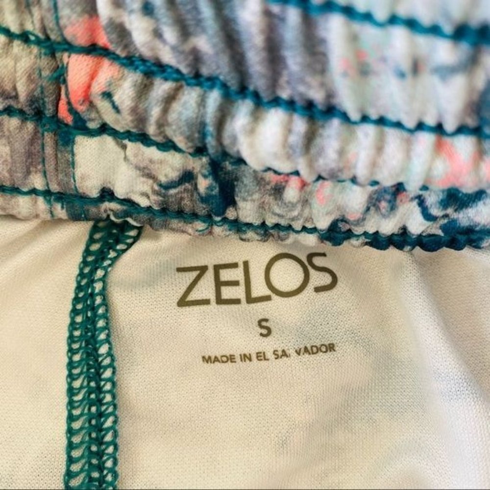 Zelos Womens Watercolor Print Teal Trim 4" Inseam Running Shorts Multicolored Sm - Picture 2 of 6